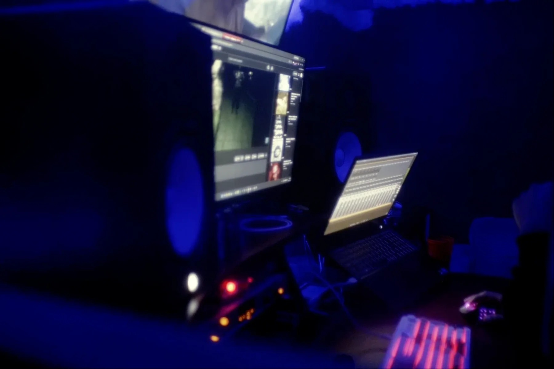 Monitors at the Brooklyn desk in blue light