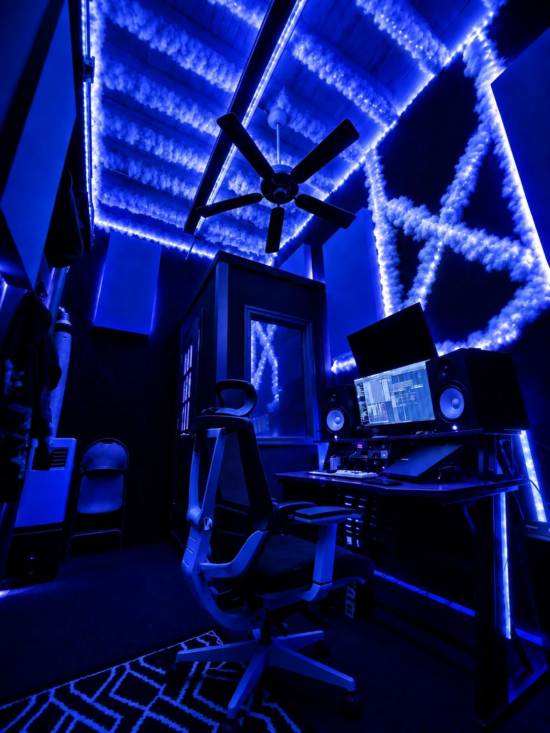 The Brooklyn room under blue LED clouds
